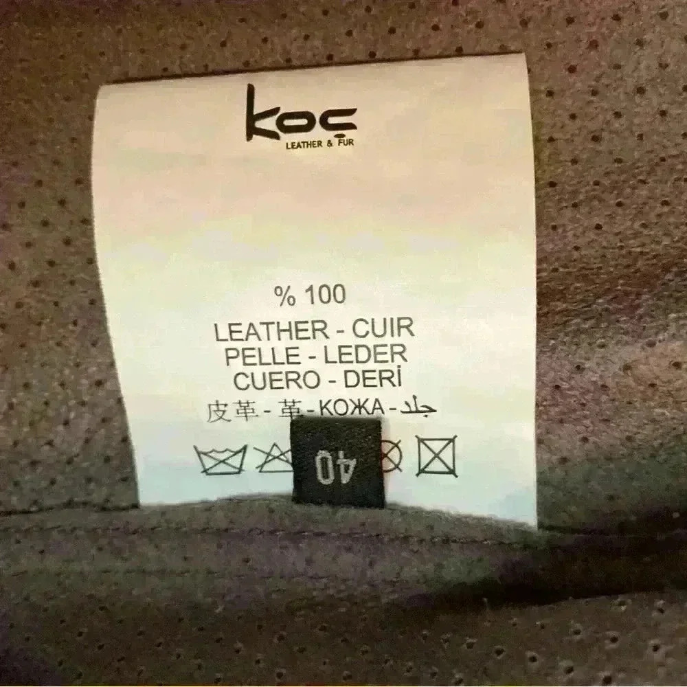 Koc Leather & Fur Open Jacket - Taupe/Greige UK 34/US size 6 - Picture 8 of 8